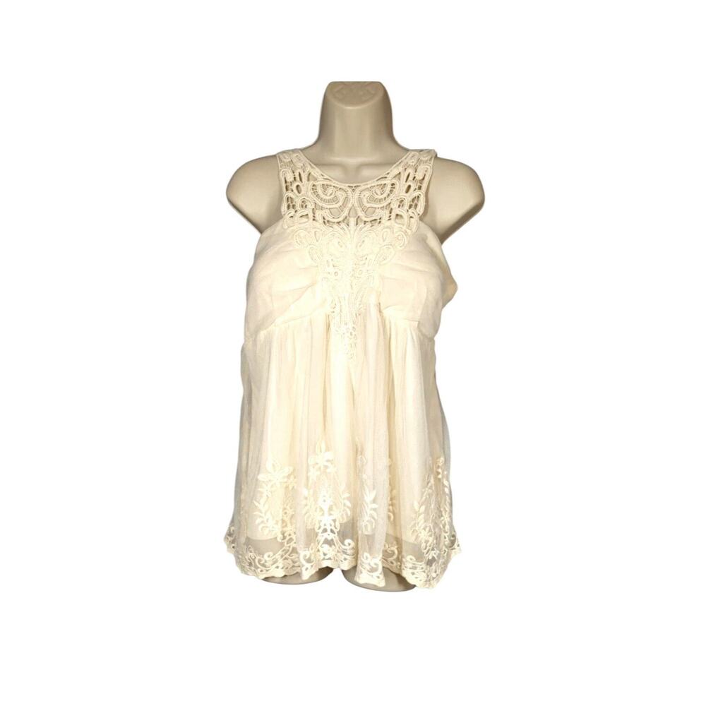 Y2K Baby Doll Camisole M Lace Embroidery Coquette Fairy Princess Romantic Charm